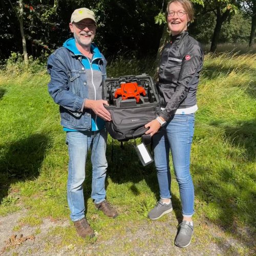 Verabschiedung unserer Yuneec-Drohne Fritz. Fritz hilft jetzt einem anderen Kitzrettungsverein. 